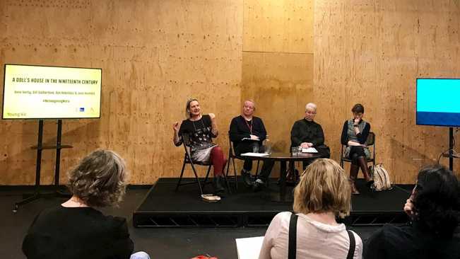 L-R Anne Varty, Dan Rebellato, Gill Sutherland, and Jane Hamlett.