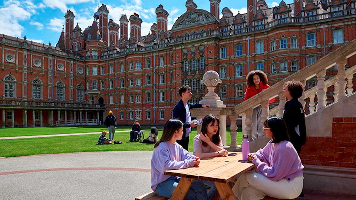 Students chatting on South Quad